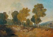 Joseph Mallord William Turner Trees beside the River, with Bridge in the Middle Distance Spain oil painting artist